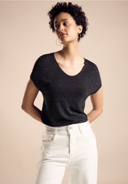 Camiseta m/c con efecto metalizado Street One Black