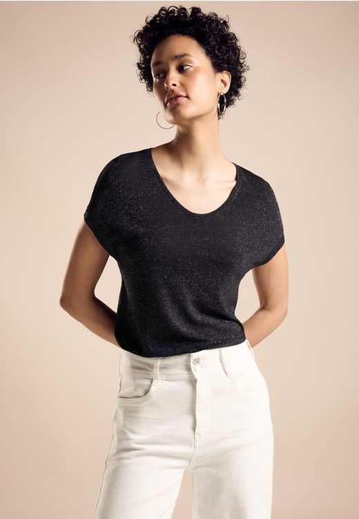 Camiseta m/c con efecto metalizado Street One Black