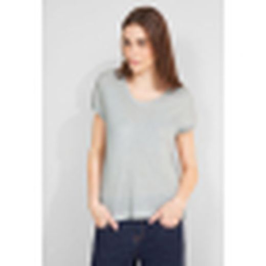 Camiseta m/c con efecto metalizado Street One Off White