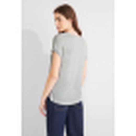 Camiseta m/c con efecto metalizado Street One Off White