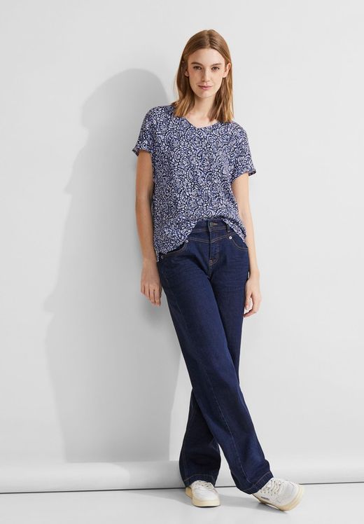 Camiseta m/c con estampado bicolor Street One Royal