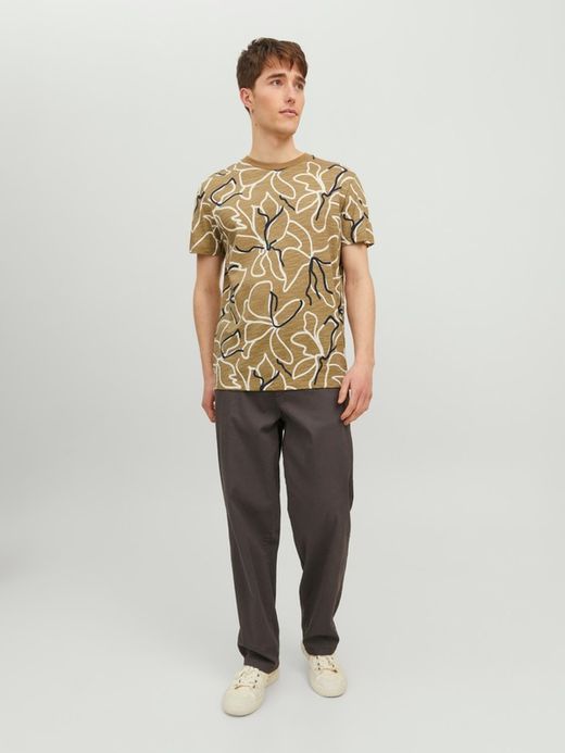 Camiseta m/c con estampado floral bicolor Jack & Jones Iceberg Green