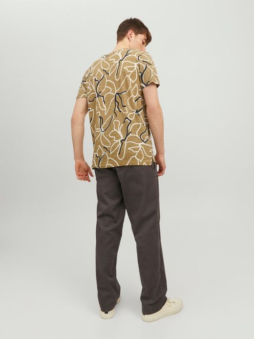 Camiseta m/c con estampado floral bicolor Jack & Jones Iceberg Green