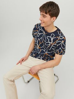 Camiseta m/c con estampado floral bicolor Jack & Jones Night Sky