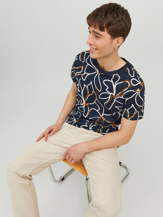 Camiseta m/c con estampado floral bicolor Jack & Jones Night Sky