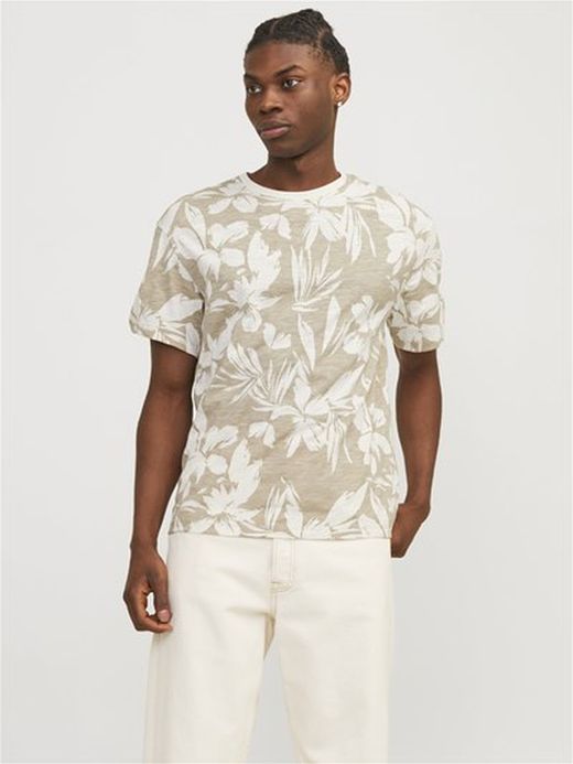 Camiseta m/c con estampado floral monocolor Jack & Jones Crockery