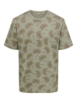 Camiseta m/c con estampado floral monocolor Only & Sons Desert Sage