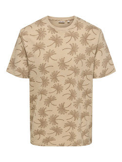 Camiseta m/c con estampado floral monocolor Only & Sons Irish Cream