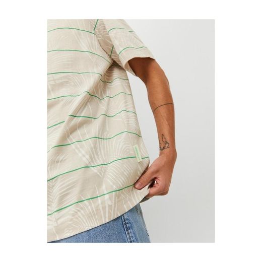 Camiseta m/c con estampado hojas palmera Jack & Jones Bright White