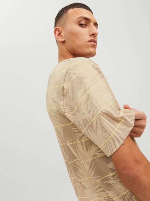 Camiseta m/c con estampado hojas palmera Jack & Jones Crockery