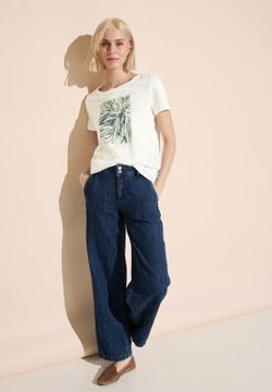 Camiseta m/c con estampado hojas Street One Off White