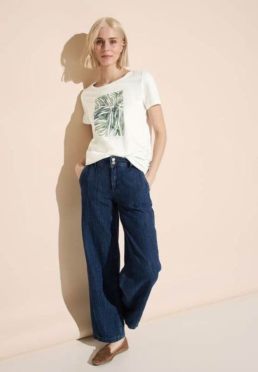 Camiseta m/c con estampado hojas Street One Off White