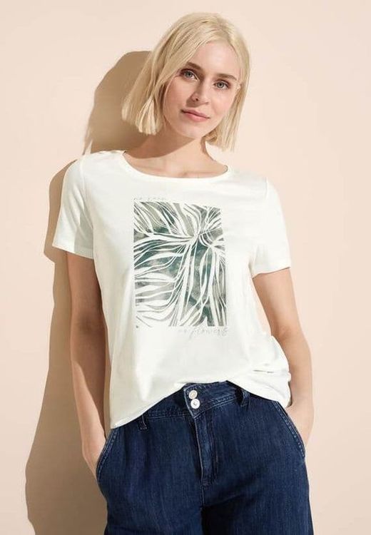 Camiseta m/c con estampado hojas Street One Off White