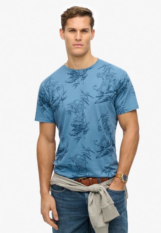 Camiseta m/c con estampado monocolor tigre Superdry Blue