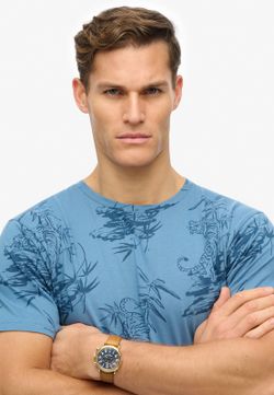 Camiseta m/c con estampado monocolor tigre Superdry Blue