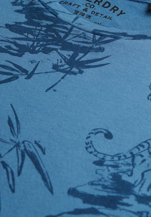 Camiseta m/c con estampado monocolor tigre Superdry Blue