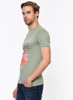 Camiseta m/c con hojas tropicales Jack & Jones Iceberg Green
