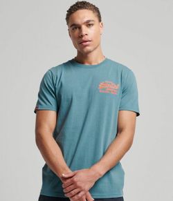 Camiseta m/c con letras branding bordadas Superdry Blue