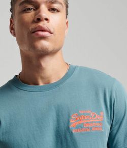 Camiseta m/c con letras branding bordadas Superdry Blue
