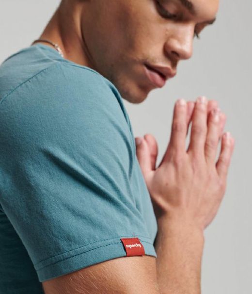 Camiseta m/c con letras branding bordadas Superdry Blue