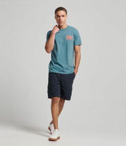 Camiseta m/c con letras branding bordadas Superdry Blue