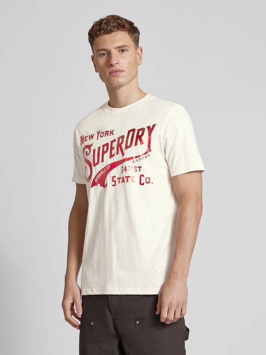 Camiseta m/c con letras branding con efecto metalizado Superdry White