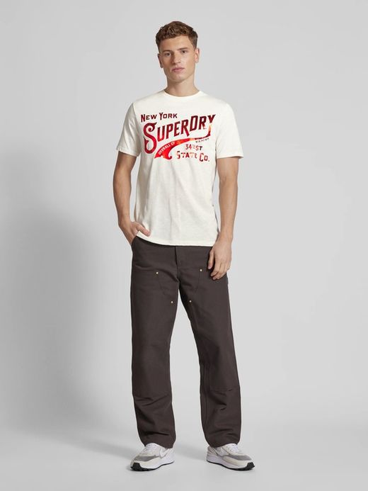 Camiseta m/c con letras branding con efecto metalizado Superdry White