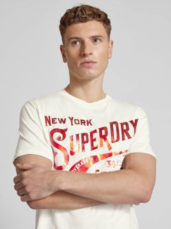 Camiseta m/c con letras branding con efecto metalizado Superdry White