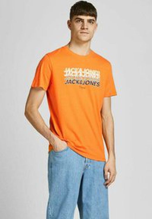 Camiseta m/c con letras branding multicolor Jack & Jones Orange