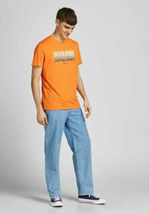 Camiseta m/c con letras branding multicolor Jack & Jones Orange