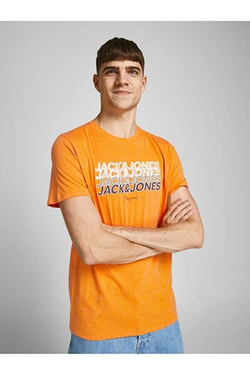 Camiseta m/c con letras branding multicolor Jack & Jones Orange