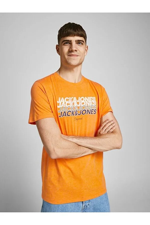 Camiseta m/c con letras branding multicolor Jack & Jones Orange