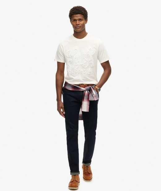Camiseta m/c con letras branding relieve Superdry Winter White