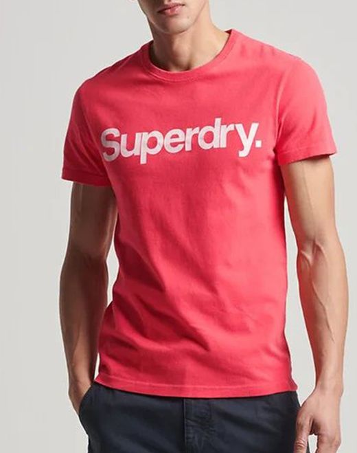 Camiseta m/c con letras branding Superdry Pink