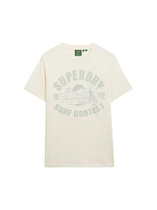 Camiseta m/c con letras branding y dibujo Superdry Cream White