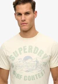 Camiseta m/c con letras branding y dibujo Superdry Cream White