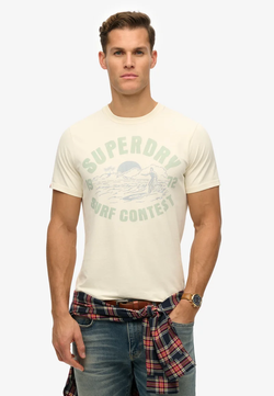Camiseta m/c con letras branding y dibujo Superdry Cream White