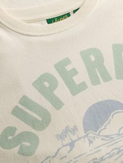 Camiseta m/c con letras branding y dibujo Superdry Cream White