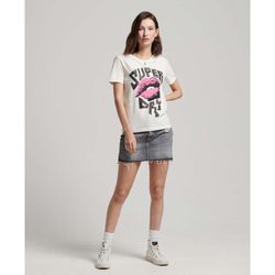 Camiseta m/c con letras branding y labios Superdry White