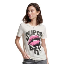 Camiseta m/c con letras branding y labios Superdry White