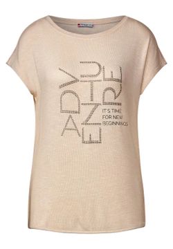 Camiseta m/c con letras doradas Street One Beige