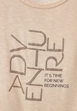 Camiseta m/c con letras doradas Street One Beige