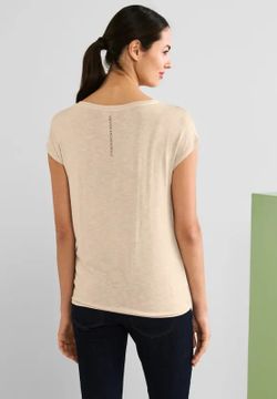 Camiseta m/c con letras doradas Street One Beige