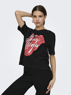 Camiseta m/c con logo lengua bicolor Only Black