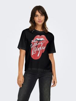 Camiseta m/c con logo lengua bicolor Only Black