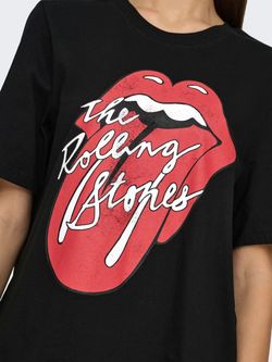 Camiseta m/c con logo lengua bicolor Only Black