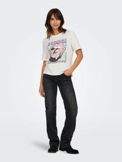 Camiseta m/c con logo lengua multicolor Only Cloud Dancer