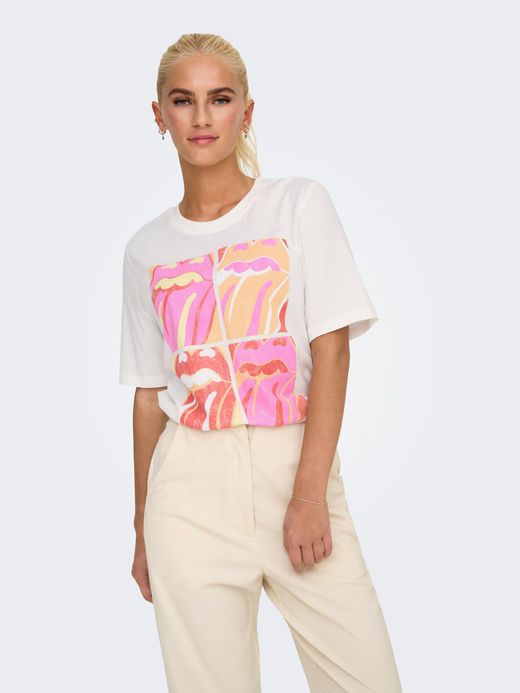 Camiseta m/c con logo lengua multicolor Only Xxxx