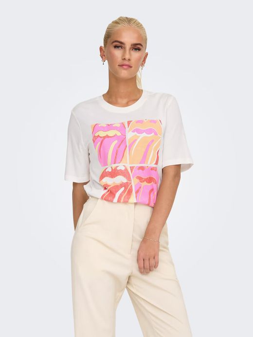 Camiseta m/c con logo lengua multicolor Only Xxxx