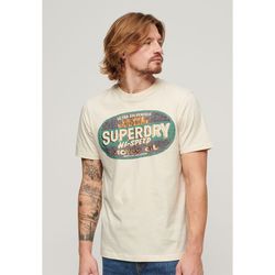 Camiseta m/c con logotipo branding y efecto delavado Superdry Bone White